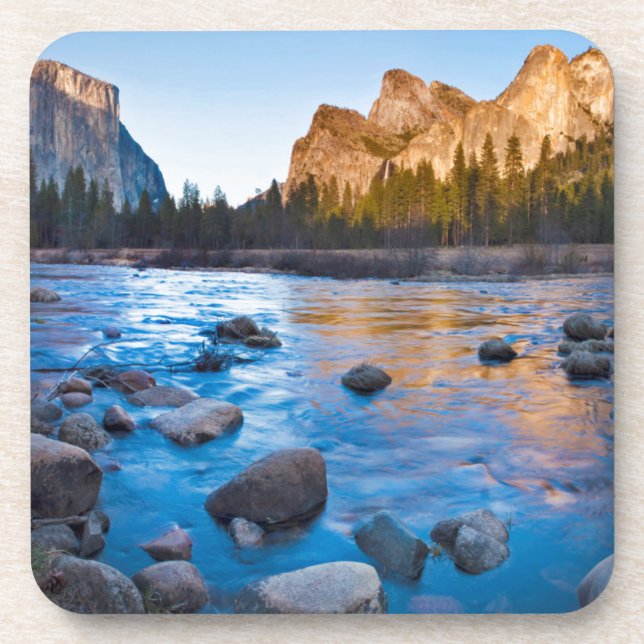 USA, California. Rocky Reflections In Merced Coaster (Front)