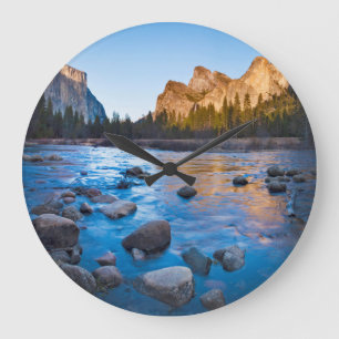 USA, California. Rocky Reflections In Merced Large Clock