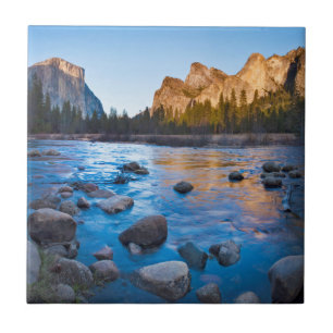 USA, California. Rocky Reflections In Merced Tile