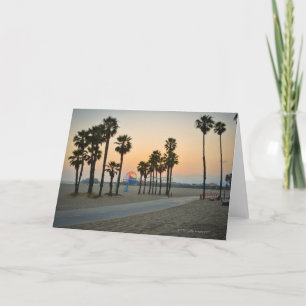 USA, California, Santa Monica Pier at sunset Card