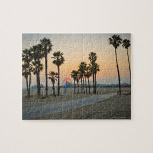 USA, California, Santa Monica Pier at sunset Jigsaw Puzzle