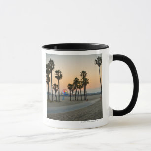 USA, California, Santa Monica Pier at sunset Mug