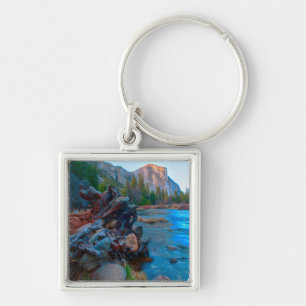 USA, California. Tree Roots In Merced River Key Ring