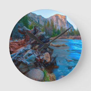 USA, California. Tree Roots In Merced River Round Clock