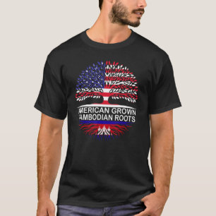 USA & Cambodia Flags American Grown Cambodian Root T-Shirt