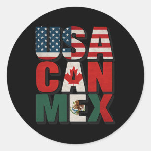 Usa Can Mex Flag Soccer North America Footbyll Fan Classic Round Sticker
