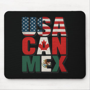 Usa Can Mex Flag Soccer North America Footbyll Fan Mouse Pad