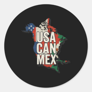 Usa Can Mex Soccer North America Footbyll Fan Gift Classic Round Sticker