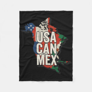 Usa Can Mex Soccer North America Footbyll Fan Gift Fleece Blanket