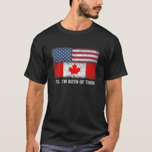 Usa Canada Canadian American Flag Dual Citizen Cit T-Shirt