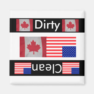 USA Canada flag dirty clean dishwasher magnet