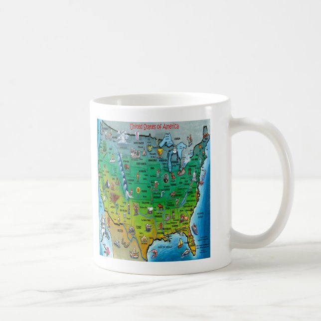 USA Cartoon Map Coffee Mug (Right)