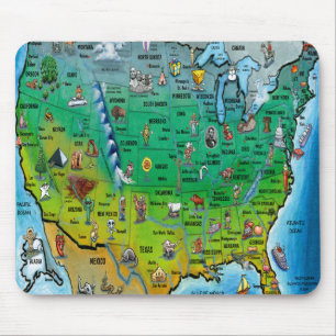 USA Cartoon Map Mouse Pad