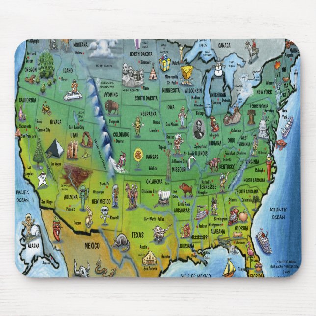 USA Cartoon Map Mouse Pad (Front)