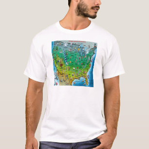 USA Cartoon Map T-Shirt
