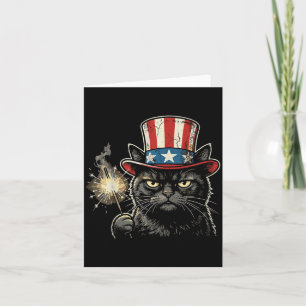 USA Cat 4th of July Men Women Kids Funny Patriotic Card