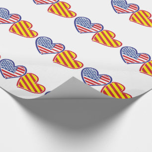 USA Catalonia Love Hearts Wrapping Paper