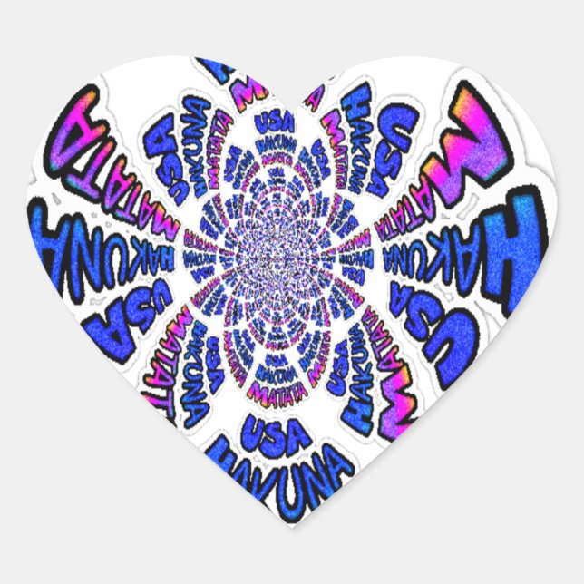 USA Celebration: Lovely Fun Text Dynamic Art Heart Sticker (Front)
