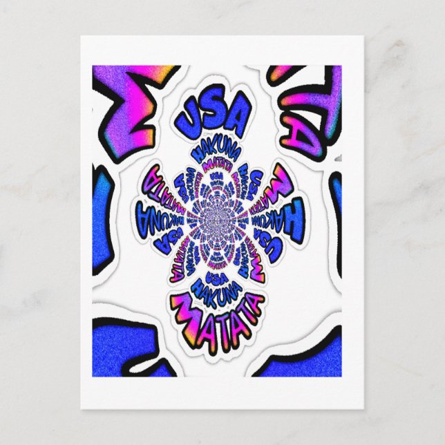 USA Celebration: Lovely Fun Text Dynamic Art Postcard (Front)