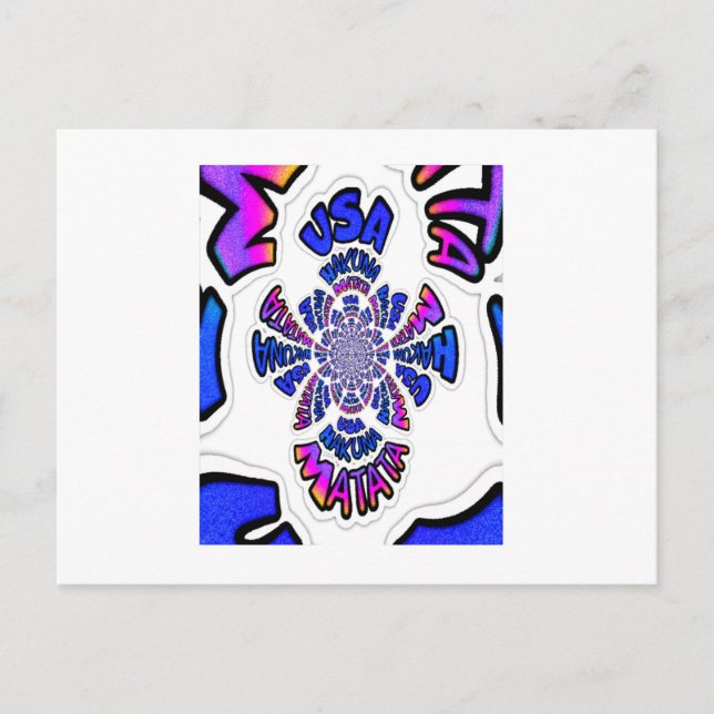 USA Celebration: Lovely Fun Text Dynamic Art Postcard (Front)