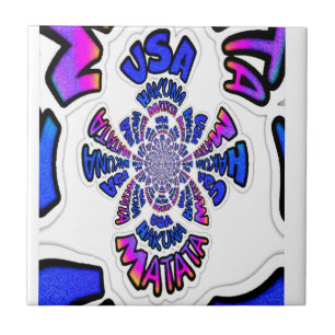 USA Celebration: Lovely Fun Text Dynamic Art Tile