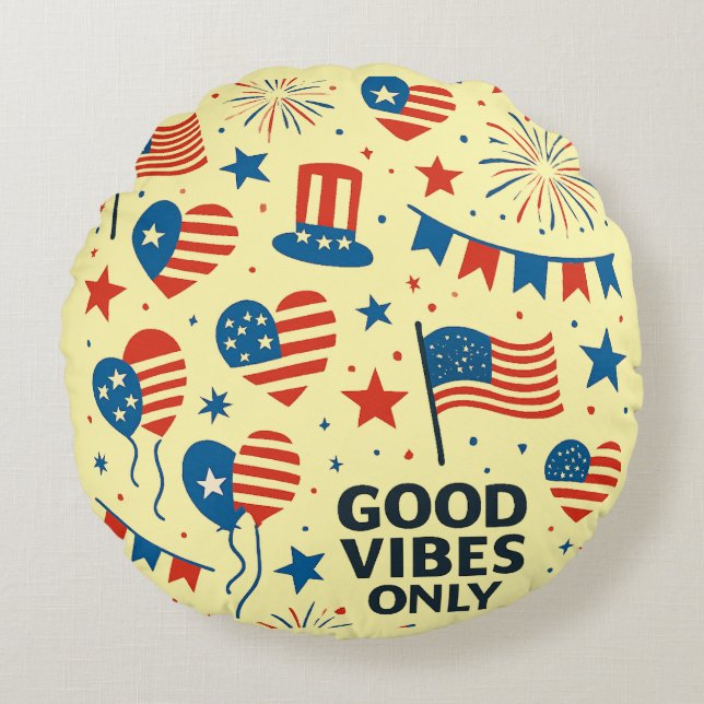 USA Celebration Pattern Round Cushion (Front)