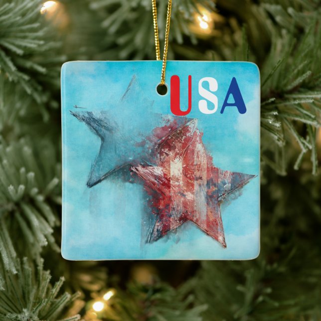 USA Ceramic Ornament (Tree)