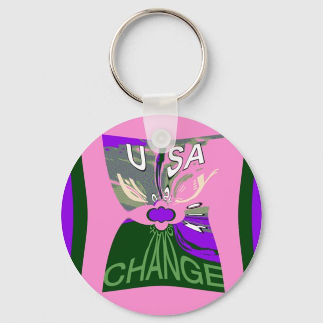 USA Change Art Print Key Ring (Front)