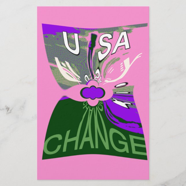 USA Change Art Print Stationery (Front)