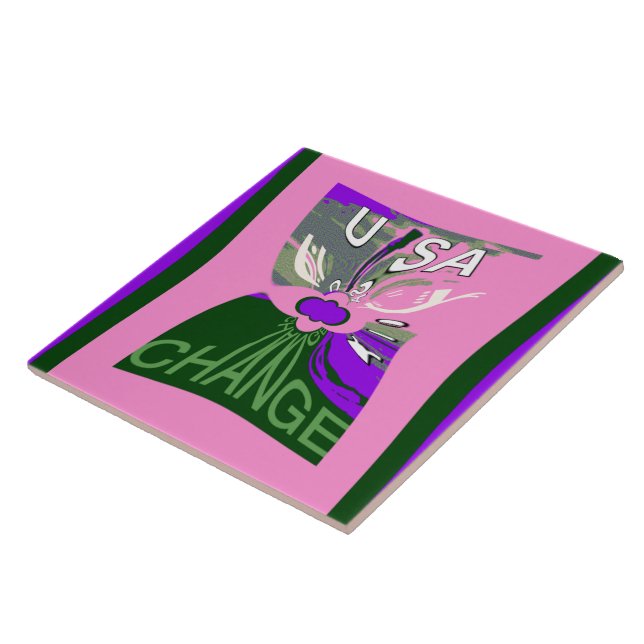 USA Change Art Print Tile (Side)