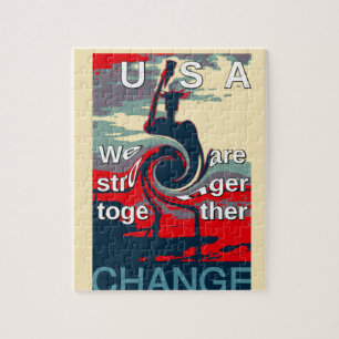 USA Change: Stronger Together Unity Design Jigsaw Puzzle