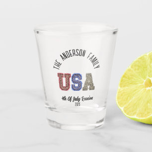 USA Cheetah Print Personalised Reunion Name Shot Glass