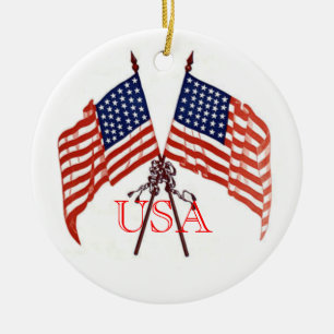 USA Christmas Ceramic Ornament