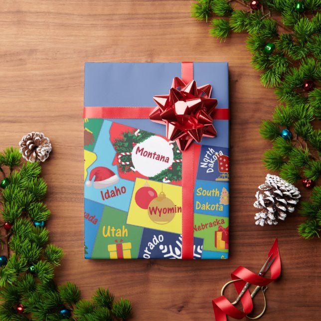 USA Christmas Map Wrapping Paper (Holiday Gift)