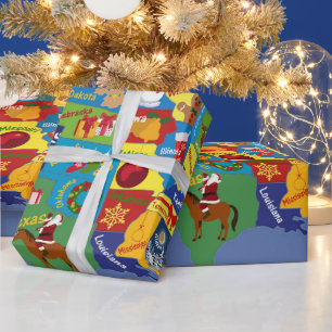 USA Christmas Map Wrapping Paper
