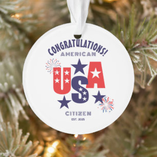 USA Citizenship Congratulations American Card Ornament