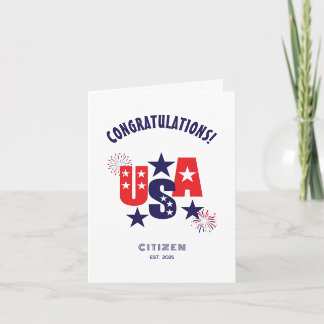 USA Citizenship Congratulations American Citizen Thank You Card (Front)