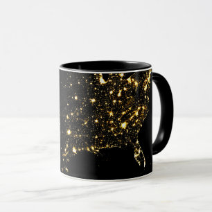 USA City Lights at Night Mug