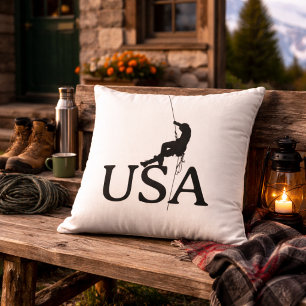 USA Climbing Silhouette Minimalist Decor Cushion