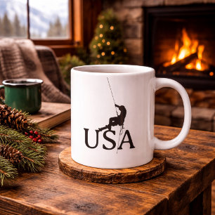 USA Climbing Silhouette Minimalist Design Large Coffee Mug