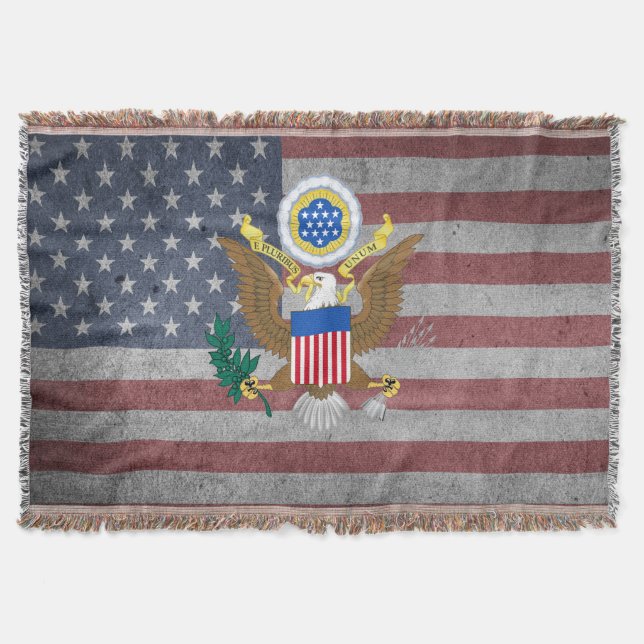 Usa Coat of arms Throw Blanket (Front)