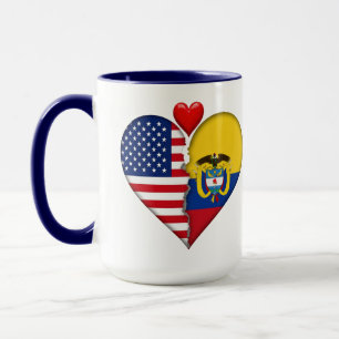 USA Colombia Heart flags Hispanic Heritage Mug