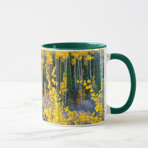 USA, Colorado. Bright Yellow Aspens In Rockies 2 Mug