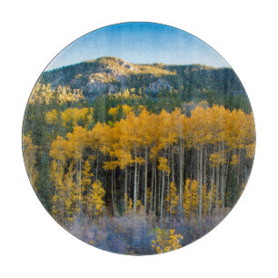 USA, Colorado. Bright Yellow Aspens in Rockies Cutting Board