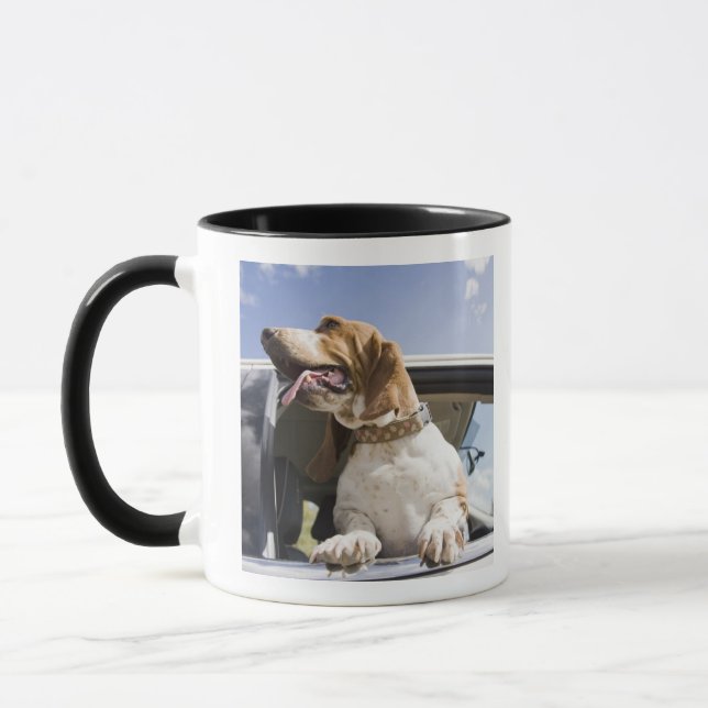 USA, Colorado, dog looking through car window 2 Mug (Left)