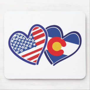 USA-Colorado-Flag-Hearts Mouse Pad