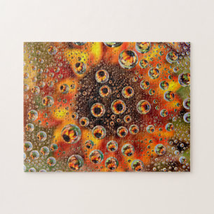 USA, Colorado, Lafayette. Water bubbles on glass 1 Jigsaw Puzzle