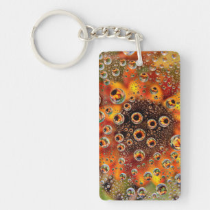 USA, Colorado, Lafayette. Water bubbles on glass 1 Key Ring