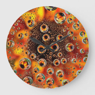 USA, Colorado, Lafayette. Water bubbles on glass 1 Large Clock