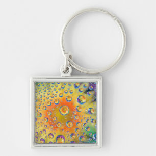 USA, Colorado, Lafayette. Water bubbles on glass 2 Key Ring